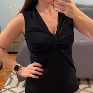 Navy twist front blouse